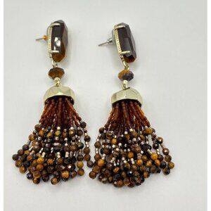 Kendra Scott Tigers Eye Beaded Tassel Earrings